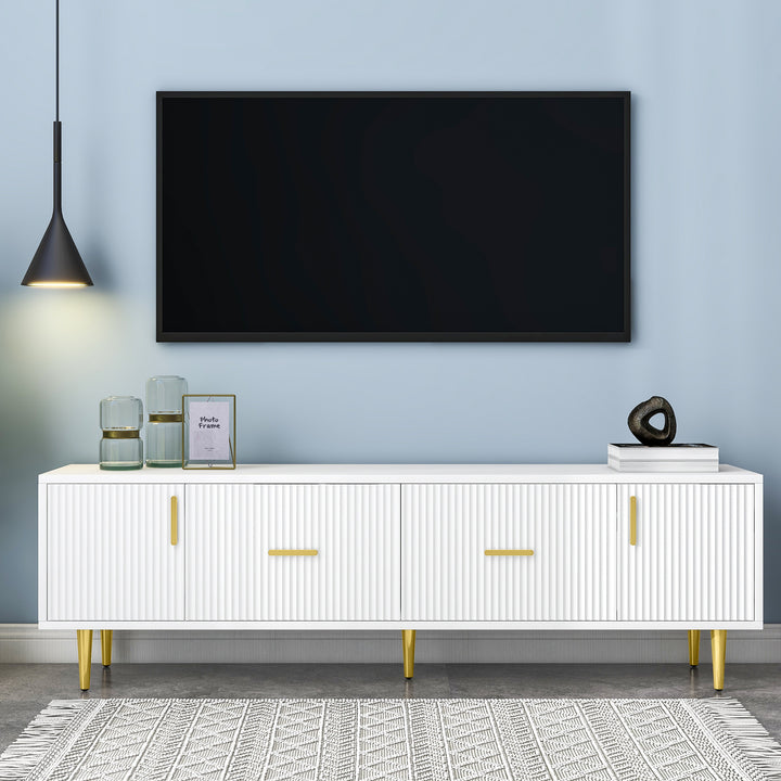 U-Can Modern TV Stand with 5 Champagne Legs - Durable, Stylish and Spacious, TVs Up to 75''