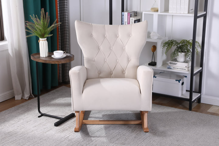 Modern Accent Chair High Backrest Living Room Chair Lounge Arm Rocking Chair