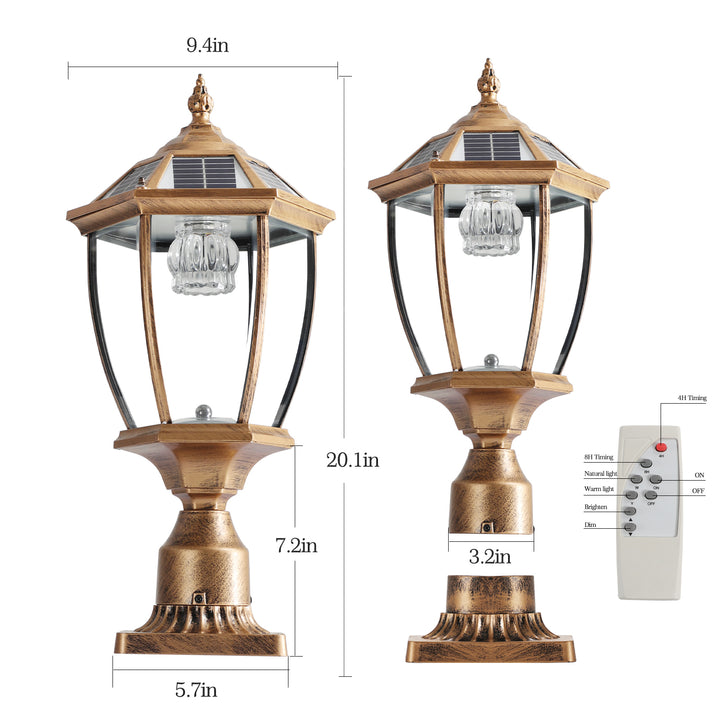 Retro gold Solar Column Headlights With Dimmable LED