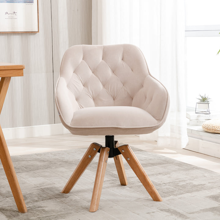 COOLMORE Solid Wood Tufted Upholstered Armless home office  chair