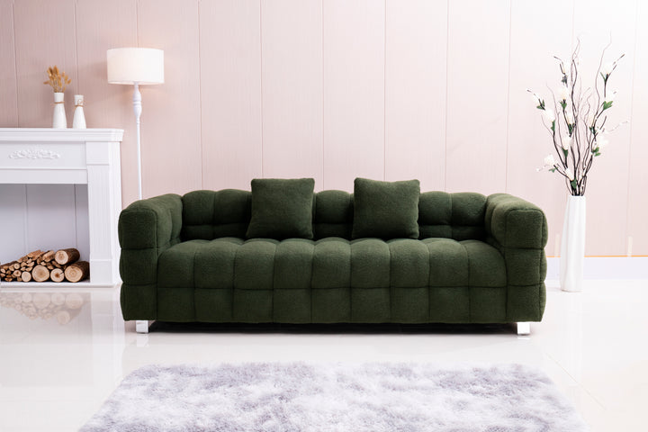 [New+Video]2146 Sofa includes two pillows 80" green  fleece for living room bedroom