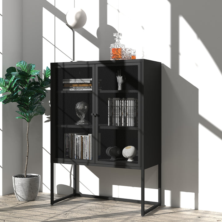 Black Storage Cabinet with Doors, Modern Black Accent Cabinet, Free Standing Cabinet, Buffet Sideboards for Bedroom, Kitchen,Home Office