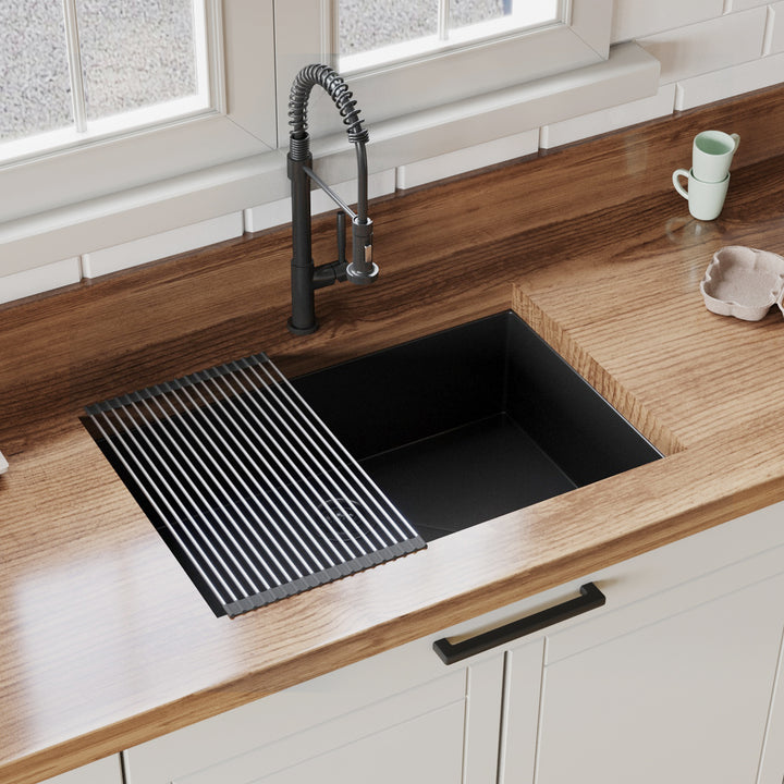 30" x 21" x 10" Undermount Kitchen Sink 16 Gauge Stainless Steel Single Bowl Kitchen Sink Gunmetal Black