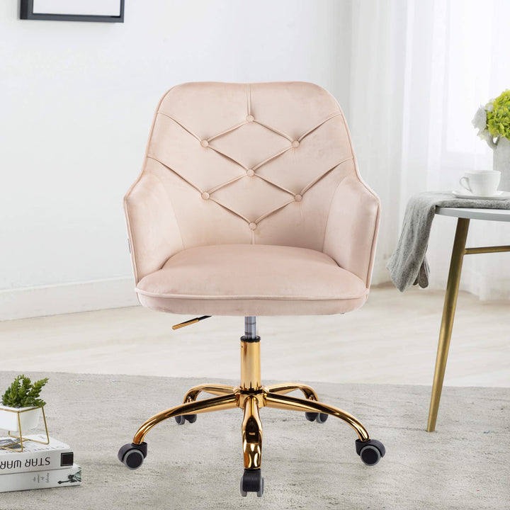 COOLMORE Velvet Swivel Shell Chair for Living Room ,Office chair , Modern Leisure Arm Chair  Beige