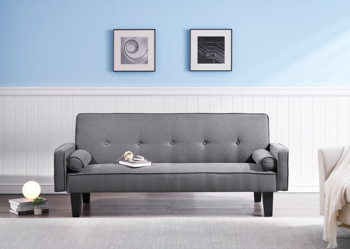 2059 sofa convertible into sofa bed includes two pillows 72" dark grey cotton linen sofa bed for family living room
