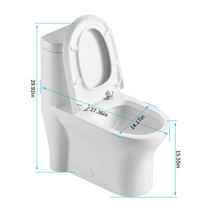 One Piece 1.1GPF/1.6 GPF Dual Flush Elongated Toilet