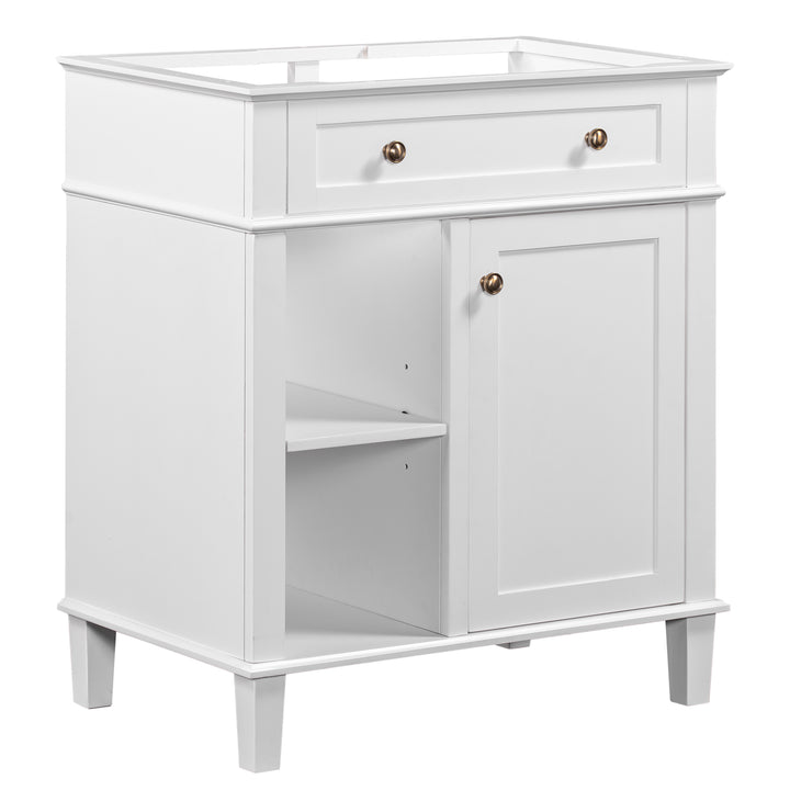 30" Bathroom Vanity without Sink, Bathroom Cabinet Base Only, Solid Wood and MDF Boards, White