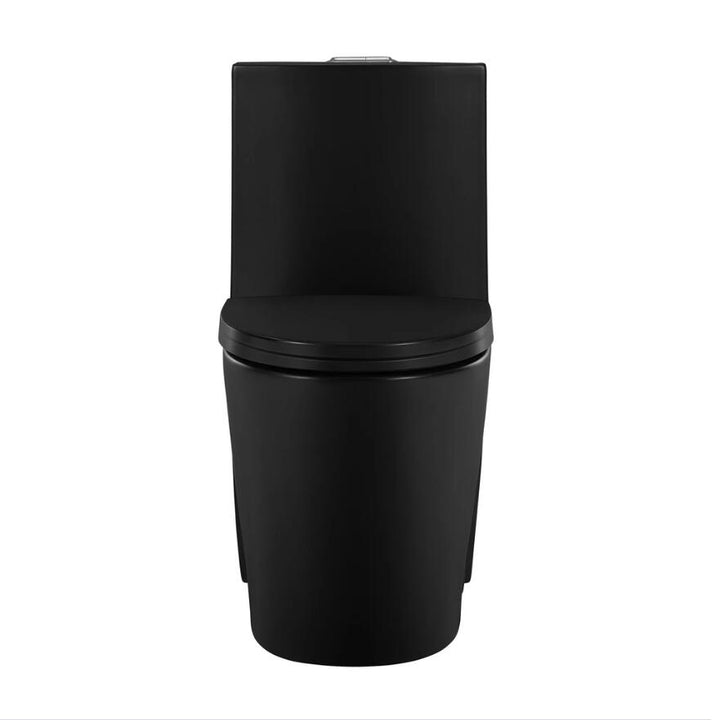 15 5/8 Inch 1.1/1.6 GPF Dual Flush 1-Piece Elongated Toilet with Soft-Close Seat - Matte Black 23T01-MB